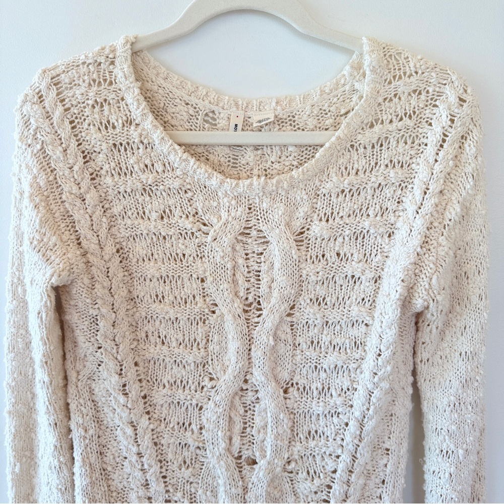 Anthropologie Moth Cream Open Cable Knit Sweater Womens XS - Picture 3 of 10